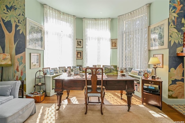 home office featuring light wood-type flooring