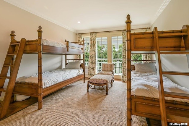 bedroom with crown molding