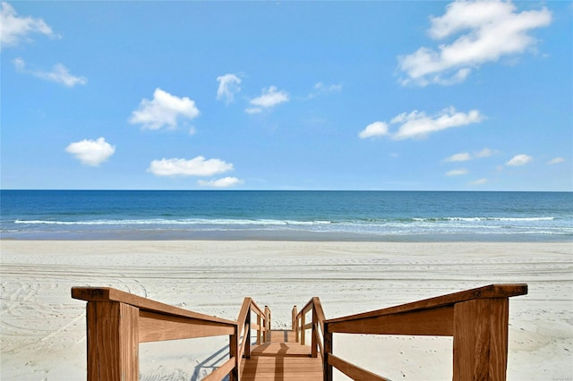 property view of water featuring a view of the beach