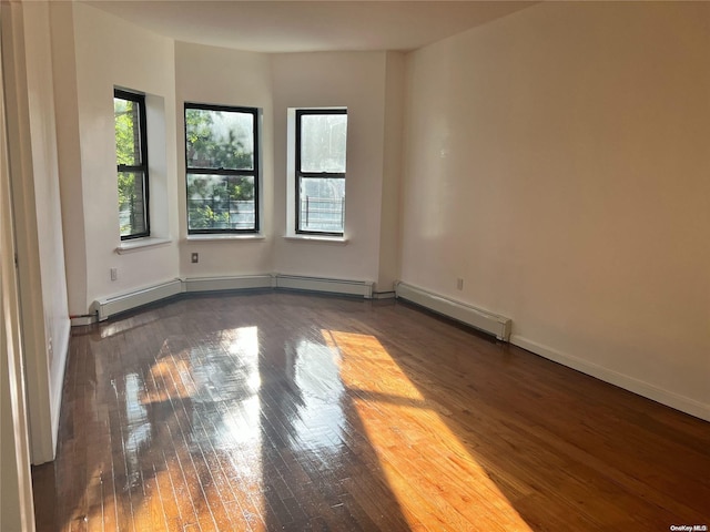 empty room with dark hardwood / wood-style floors