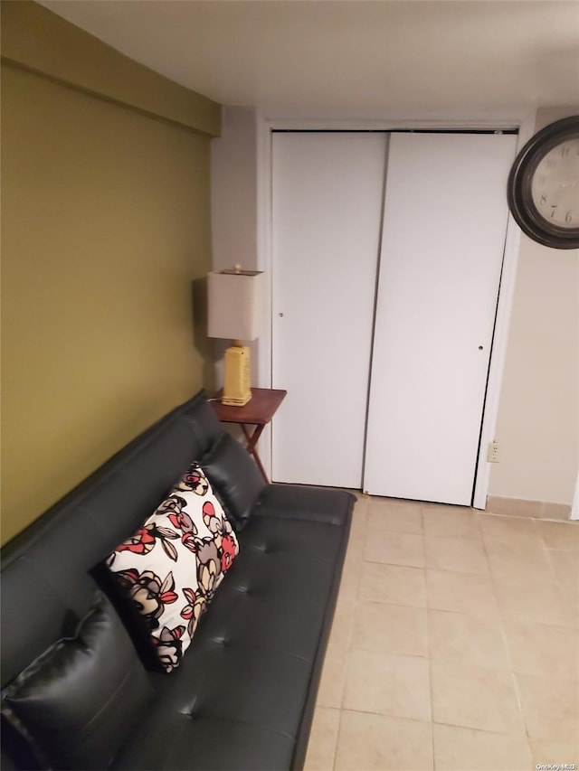 living room featuring light tile patterned floors