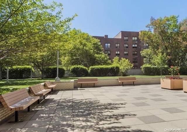 view of community featuring a patio