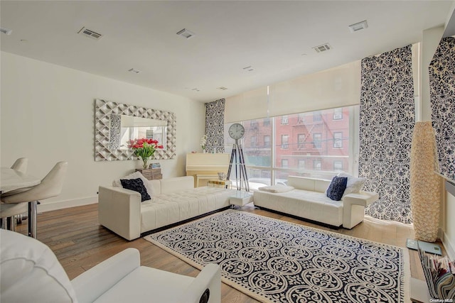 living room featuring light hardwood / wood-style flooring