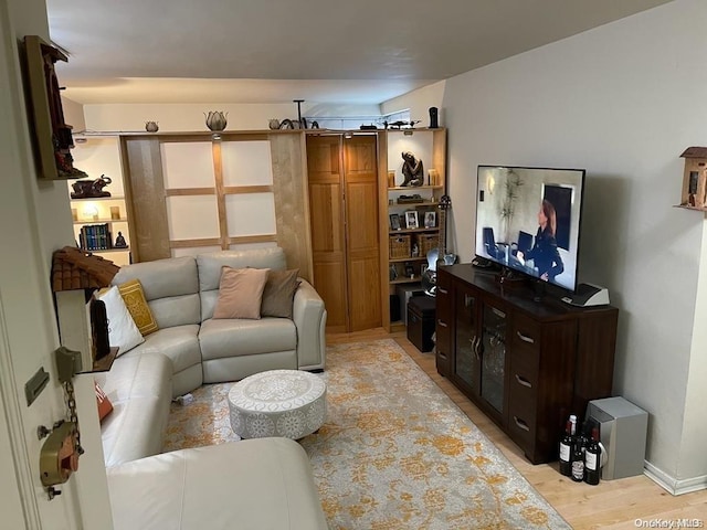 living room with light hardwood / wood-style flooring