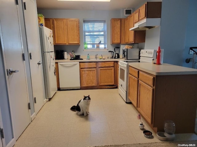 kitchen with white appliances and sink