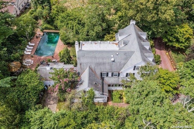 203 Albon Rd, Hewlett Harbor, NY 11557 - view from above of property featuring a pool area