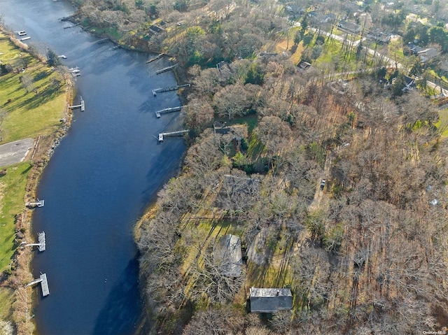 bird's eye view featuring a water view