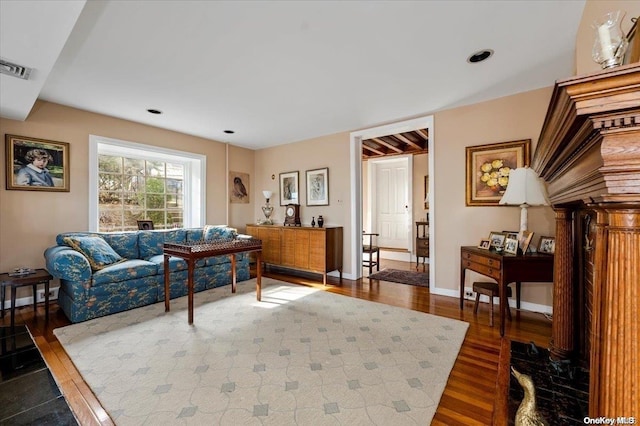 living room featuring wood-type flooring