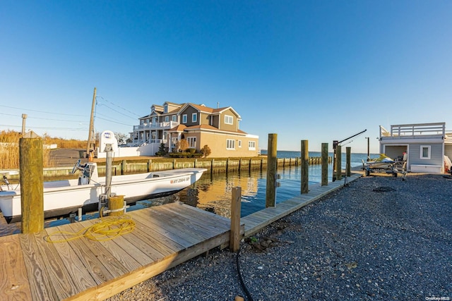 view of dock featuring a water view