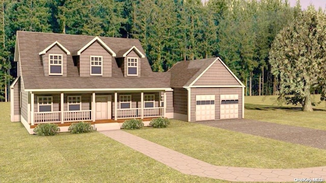 view of front of property with a front lawn and a porch