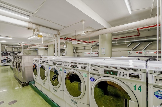 laundry area with washing machine and dryer and stacked washer / drying machine