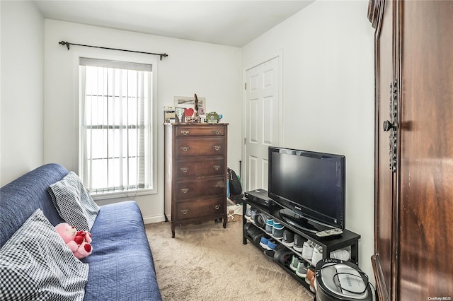 sitting room with plenty of natural light and carpet