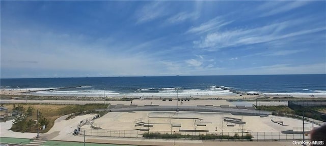 property view of water featuring a beach view