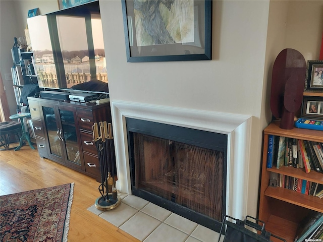 living room with light hardwood / wood-style flooring