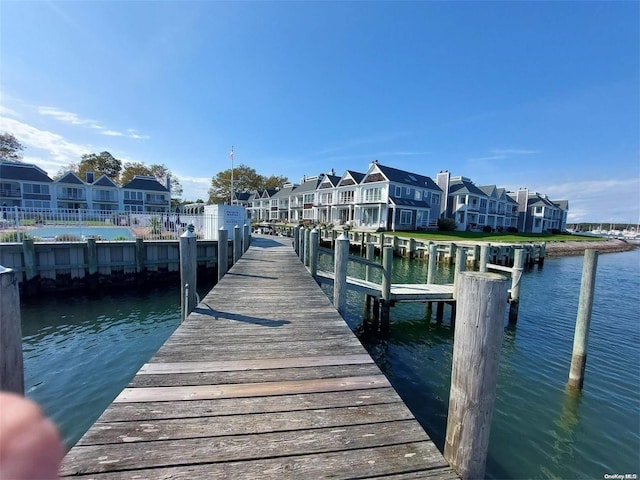 view of dock featuring a water view