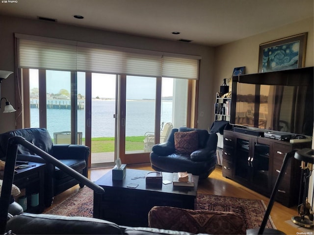 living room featuring light hardwood / wood-style floors