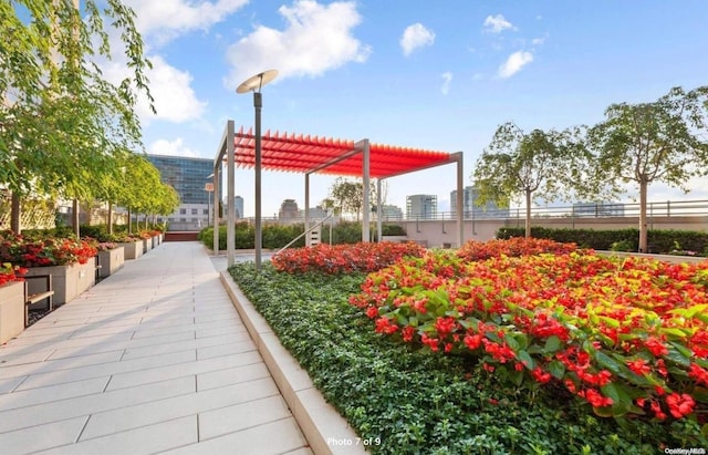 view of community with a pergola