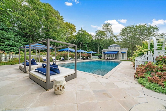 view of pool with a patio