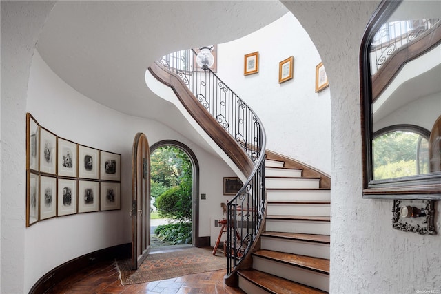 491 Muttontown Rd, Muttontown, NY 11791 - foyer entrance with stairs and a textured wall