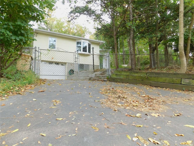 exterior space with a garage