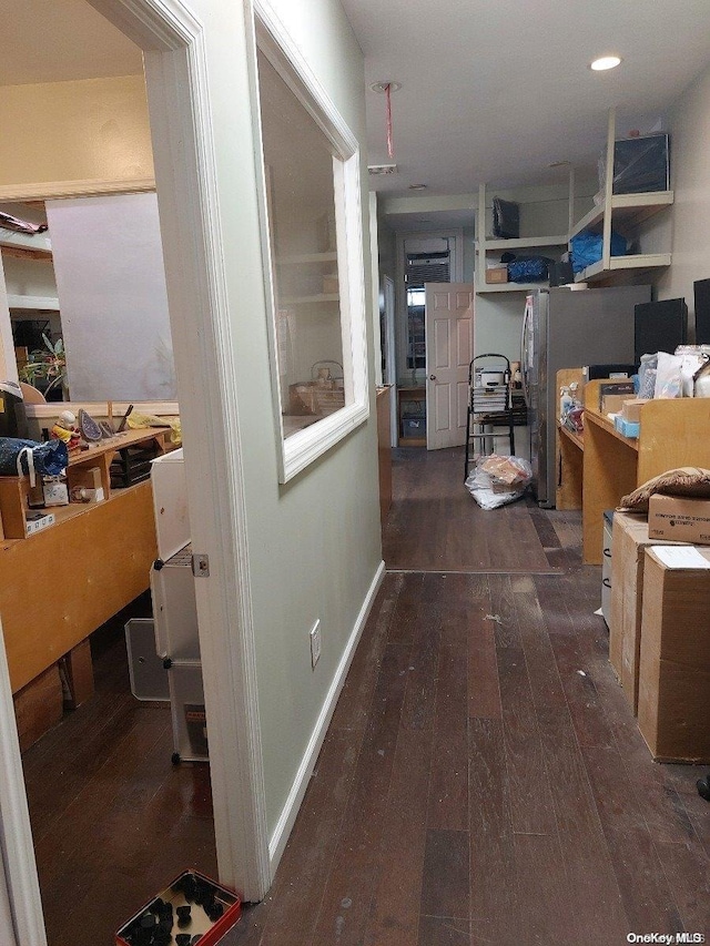 hall featuring dark hardwood / wood-style flooring