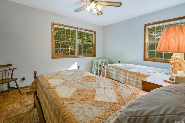 bedroom featuring ceiling fan