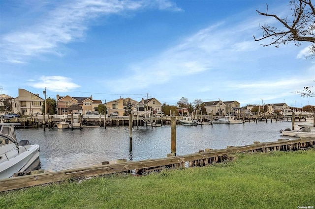 view of dock featuring a water view