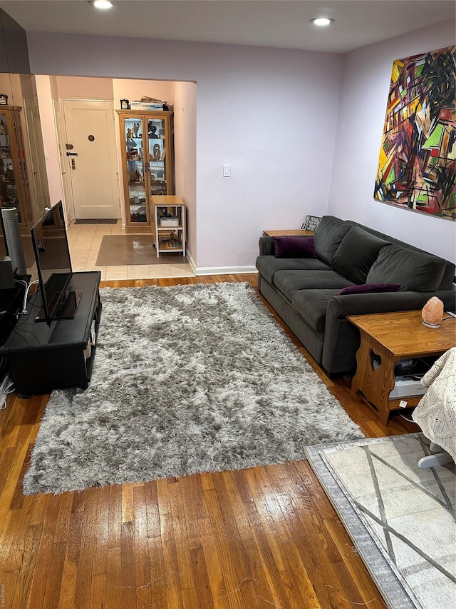 living room with light wood-type flooring