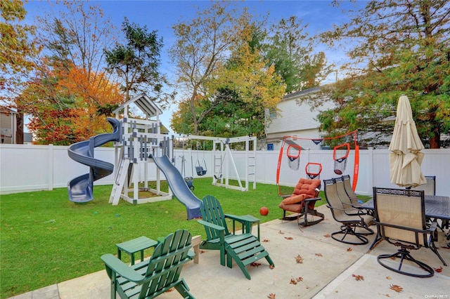 view of patio / terrace featuring a playground