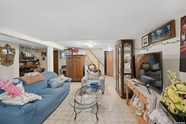 view of tiled living room