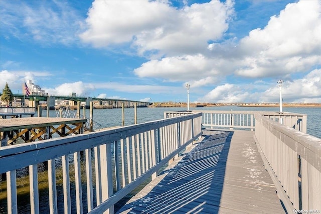 dock area featuring a water view