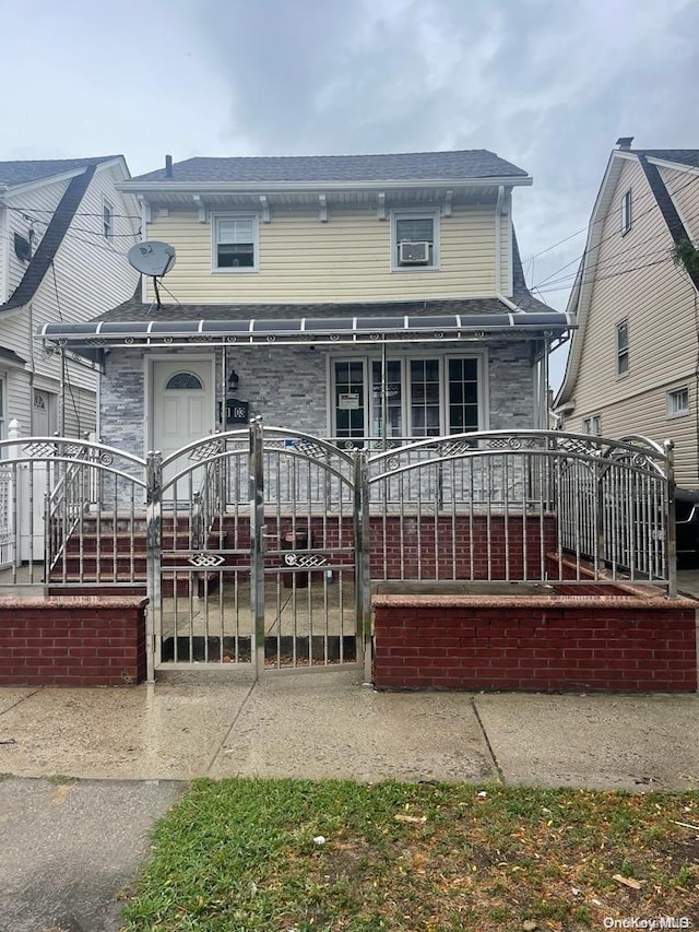 back of property featuring a porch