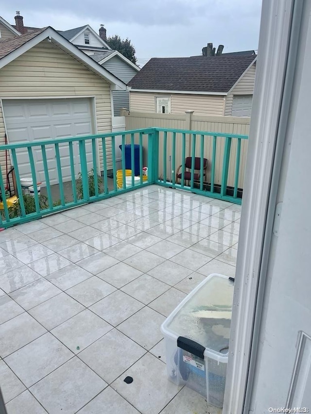 view of patio with a garage