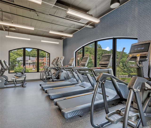 gym with a wealth of natural light