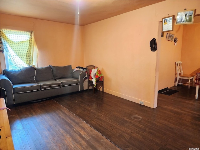 living room featuring dark hardwood / wood-style floors