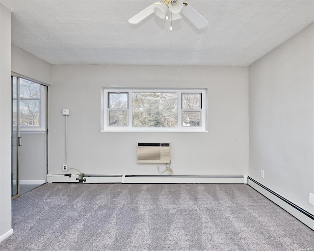 222 Smith St Unit 3C, Freeport, NY 11520 - carpeted empty room featuring a wall mounted air conditioner, plenty of natural light, a ceiling fan, and baseboards