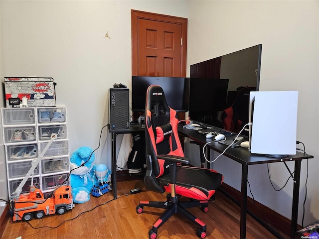 office space featuring hardwood / wood-style floors