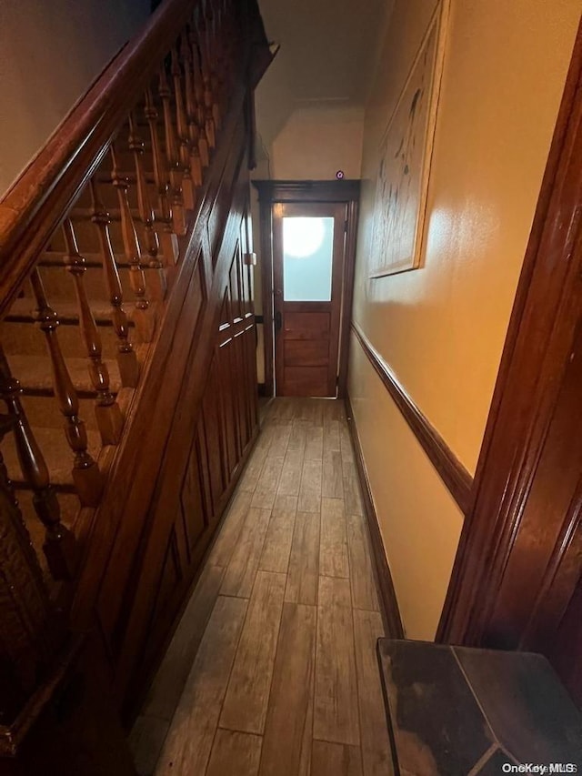 453 Ridgewood Ave, Brooklyn, NY 11208 - hallway featuring light wood-style flooring and stairway