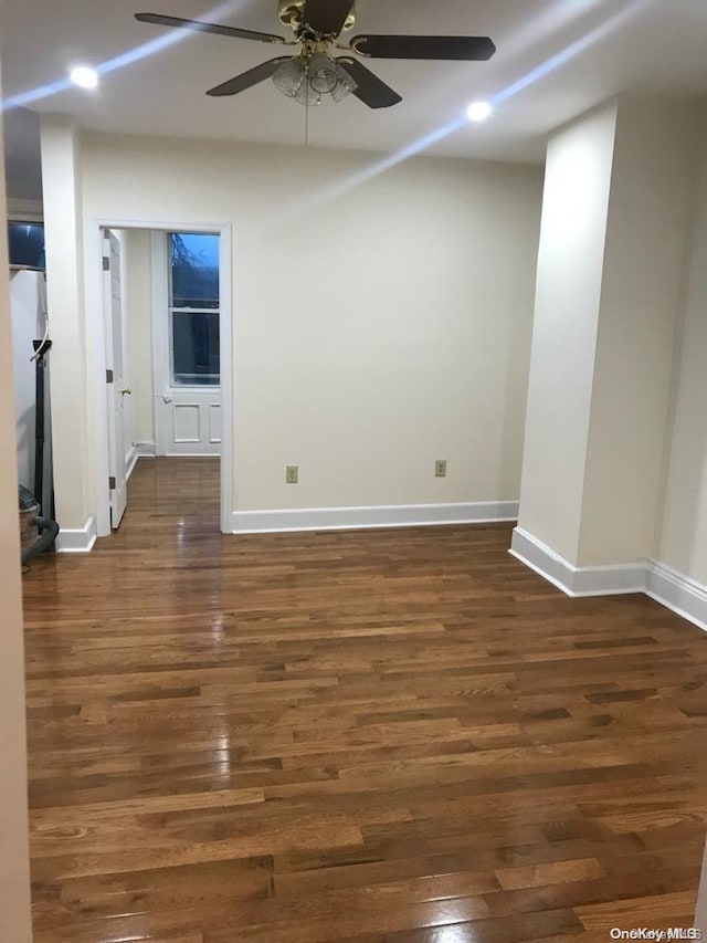 453 Ridgewood Ave, Brooklyn, NY 11208 - spare room with dark wood finished floors, baseboards, ceiling fan, and recessed lighting