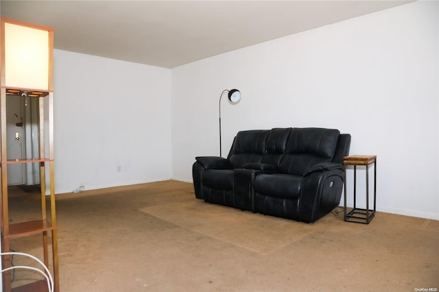 living area with carpet