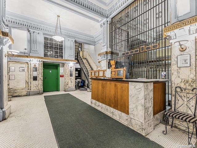 41 Convent Ave Unit 5N, New York Manhattan, NY 10027 - reception area with a towering ceiling and crown molding