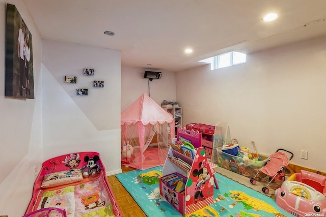 recreation room with parquet floors