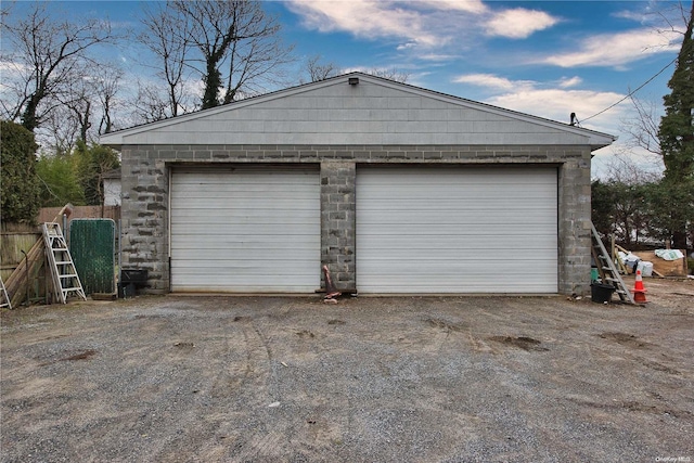 view of garage