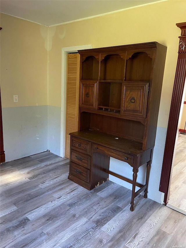 home office with light wood-type flooring