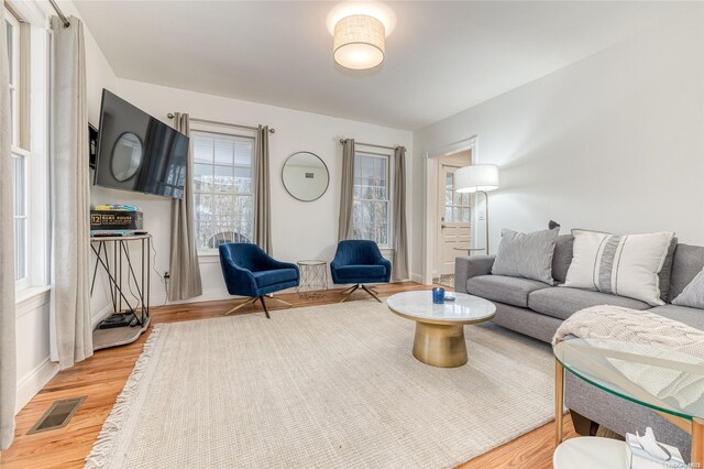 living room featuring light hardwood / wood-style flooring