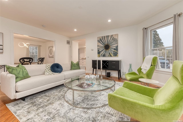 living room featuring wood-type flooring