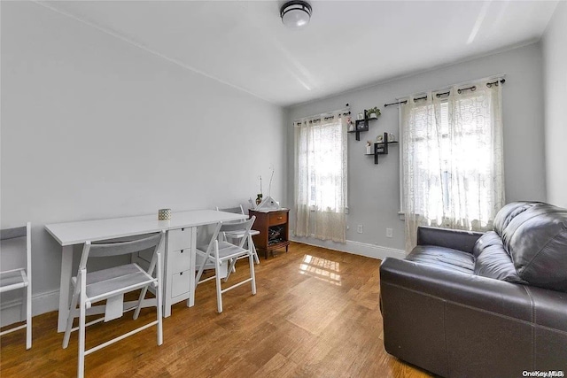 office area with hardwood / wood-style flooring