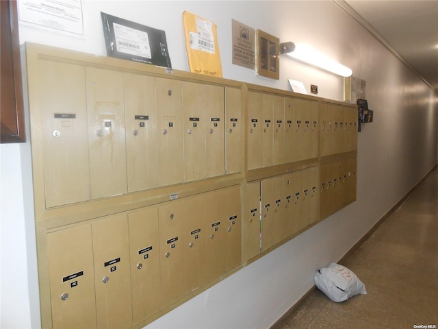 hall featuring mail boxes