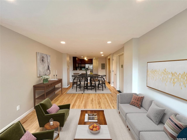 living room with light wood-type flooring