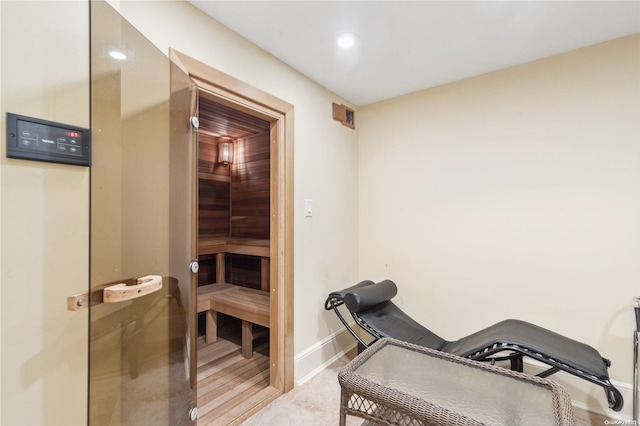 view of sauna / steam room featuring hardwood / wood-style floors